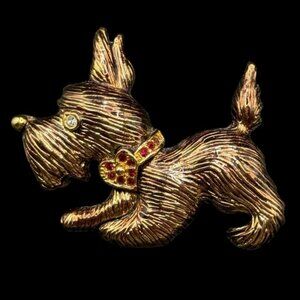 Signed LC Liz Claiborne Dog Brooch